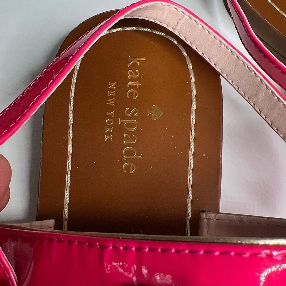 Kate Spade Sz 9.5 Cassandra Thong Flat Sandals Hot Pink Patent Leather